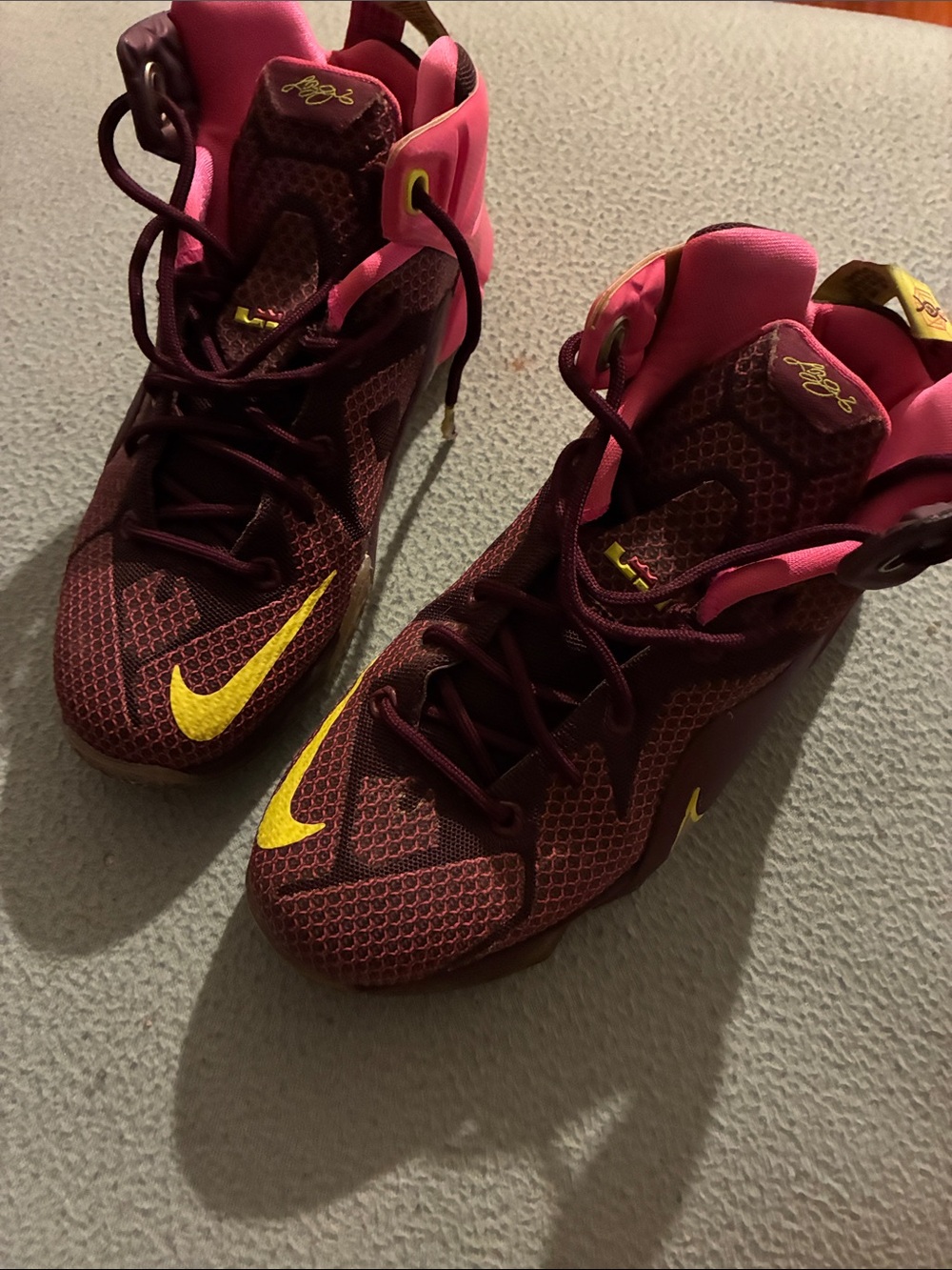 Nike Women’s Maroon, Pink and Yellow High-Top Athletic Sneakers